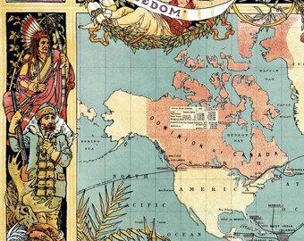 1886年大英帝国世界地図 - ウォルター・クレイン歴史版画