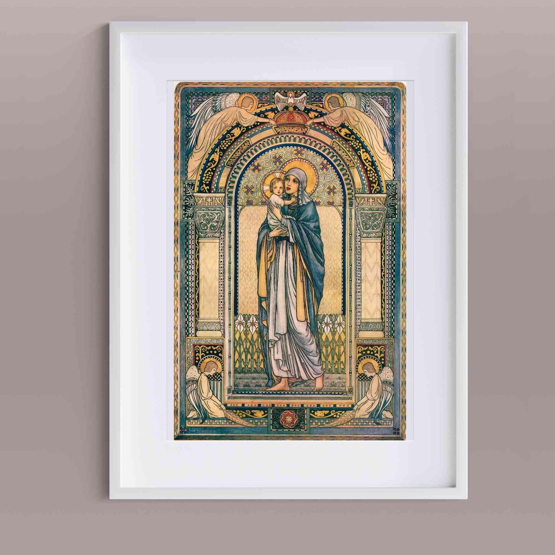 Vintage Madonna and Child Print by Jeanne Antoinette Labrousse
