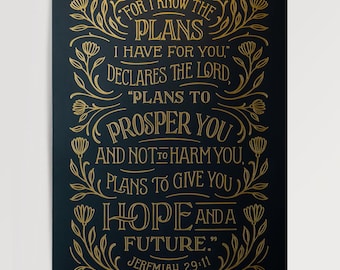 Jeremiah 29:11 - Gold Foil on Black