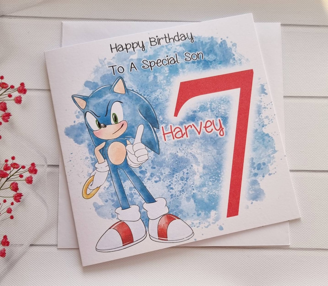Carte Sonic Joyeux anniversaire personnalisée 6 x 6 Tout âge Etsy France
