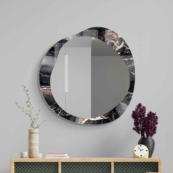Asymmetrical Mirror, Irregular Mirror, Mirror Wall Decor on Tempered Glass, Entryway Hallway Mirror, Mirror for Bathroom,  Luxury Home Decor