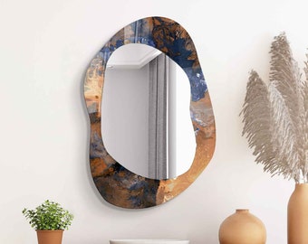 Asymmetrical Mirror, Irregular Mirror, Mirror Wall Decor on Tempered Glass, Entryway Hallway Mirror, Mirror for Bathroom,  Luxury Home Decor