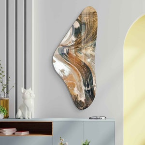 Asymmetrical Tempered Glass Wall Art, Irregular Wall Decor, Aesthetic ... - Asymmetrical Glass Wall For Mass Living Room