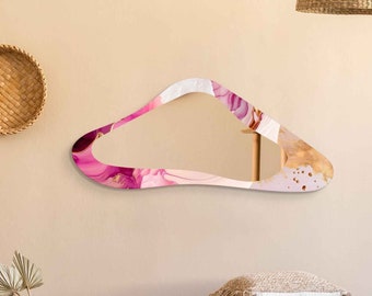 Asymmetrical Mirror, Irregular Mirror, Mirror Wall Decor on Tempered Glass, Entryway Hallway Mirror, Mirror for Bathroom,  Luxury Home Decor