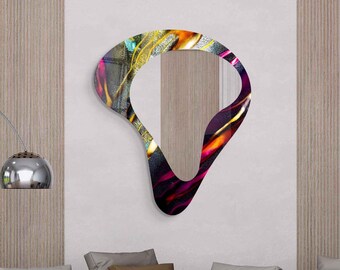 Asymmetrical Mirror, Irregular Mirror, Mirror Wall Decor on Tempered Glass, Entryway Hallway Mirror, Mirror for Bathroom,  Luxury Home Decor