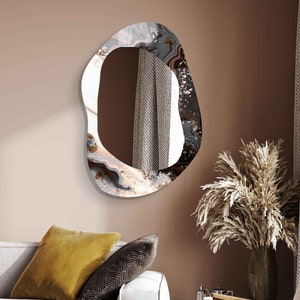 Asymmetrical Mirror, Irregular Mirror, Mirror Wall Decor on Tempered Glass, Entryway Hallway Mirror, Mirror for Bathroom,  Luxury Home Decor