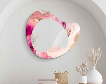 Asymmetrical Mirror, Irregular Mirror, Mirror Wall Decor on Tempered Glass, Entryway Hallway Mirror, Mirror for Bathroom,  Luxury Home Decor