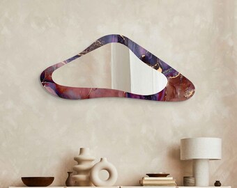 Asymmetrical Mirror, Irregular Mirror, Mirror Wall Decor on Tempered Glass, Entryway Hallway Mirror, Mirror for Bathroom,  Luxury Home Decor