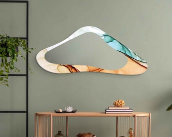 Asymmetrical Mirror, Irregular Mirror, Mirror Wall Decor on Tempered Glass, Entryway Hallway Mirror, Mirror for Bathroom,  Luxury Home Decor