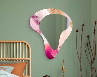 Asymmetrical Mirror, Irregular Mirror, Mirror Wall Decor on Tempered Glass, Entryway Hallway Mirror, Mirror for Bathroom,  Luxury Home Decor