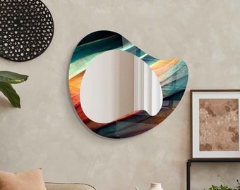 Asymmetrical Mirror, Irregular Mirror, Mirror Wall Decor on Tempered Glass, Entryway Hallway Mirror, Mirror for Bathroom,  Luxury Home Decor