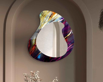 Asymmetrical Mirror, Irregular Mirror, Mirror Wall Decor on Tempered Glass, Entryway Hallway Mirror, Mirror for Bathroom,  Luxury Home Decor