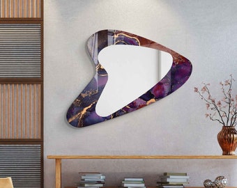Asymmetrical Mirror, Irregular Mirror, Mirror Wall Decor on Tempered Glass, Entryway Hallway Mirror, Mirror for Bathroom,  Luxury Home Decor