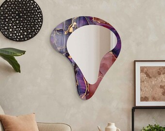 Asymmetrical Mirror, Irregular Mirror, Mirror Wall Decor on Tempered Glass, Entryway Hallway Mirror, Mirror for Bathroom,  Luxury Home Decor