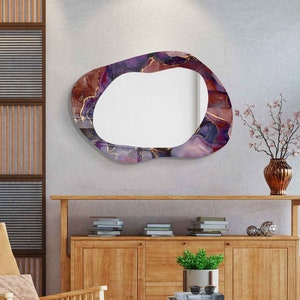 Asymmetrical Mirror, Irregular Mirror, Mirror Wall Decor on Tempered Glass, Entryway Hallway Mirror, Mirror for Bathroom,  Luxury Home Decor