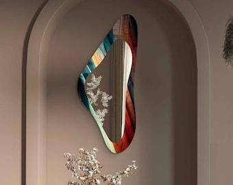 Asymmetrical Mirror, Irregular Mirror, Mirror Wall Decor on Tempered Glass, Entryway Hallway Mirror, Mirror for Bathroom,  Luxury Home Decor