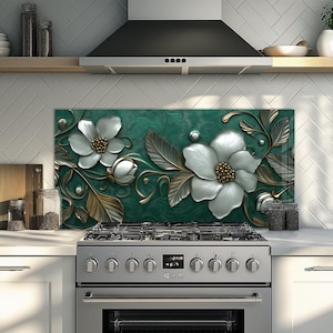 Dosseret en verre trempé, Couvercle d'évier de cuisine, Crédence en carreau, Protection de dosseret, Couvercle arrière de cuisinière, Décoration de cuisine, Planche à découper en verre