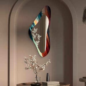 Asymmetrical Mirror, Irregular Mirror, Mirror Wall Decor on Tempered Glass, Entryway Hallway Mirror, Mirror for Bathroom,  Luxury Home Decor