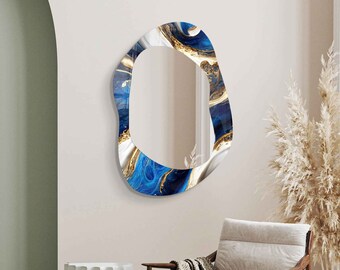 Asymmetrical Mirror, Irregular Mirror, Mirror Wall Decor on Tempered Glass, Entryway Hallway Mirror, Mirror for Bathroom,  Luxury Home Decor