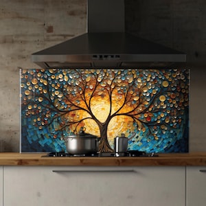 Dosseret en verre trempé, Couvercle d'évier de cuisine, Crédence en carreau, Protection de dosseret, Couvercle arrière de cuisinière, Décoration de cuisine, Planche à découper en verre