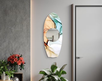 サーフボード型壁掛け鏡 フック付き サーフボード型壁掛けミラー 西海岸スタイルインテリア ウォール