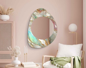 Asymmetrical Mirror, Irregular Mirror, Mirror Wall Decor on Tempered Glass, Entryway Hallway Mirror, Mirror for Bathroom,  Luxury Home Decor