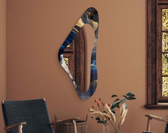 Asymmetrical Mirror, Irregular Mirror, Mirror Wall Decor on Tempered Glass, Entryway Hallway Mirror, Mirror for Bathroom,  Luxury Home Decor