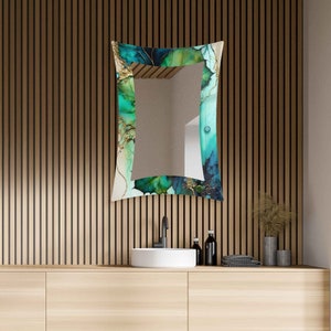 Asymmetrical Mirror, Irregular Mirror, Mirror Wall Decor on Tempered Glass, Entryway Hallway Mirror, Mirror for Bathroom,  Luxury Home Decor