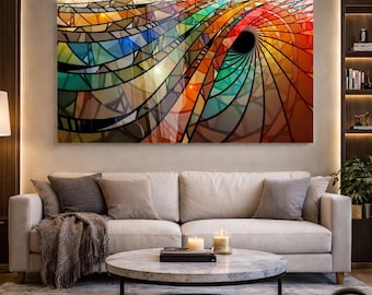 Abstract Tempered Glass Wall Art, Modern Home Decor, Custom Size