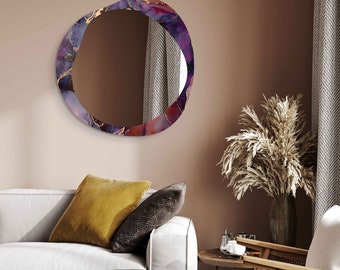 Asymmetrical Mirror, Irregular Mirror, Mirror Wall Decor on Tempered Glass, Entryway Hallway Mirror, Mirror for Bathroom,  Luxury Home Decor
