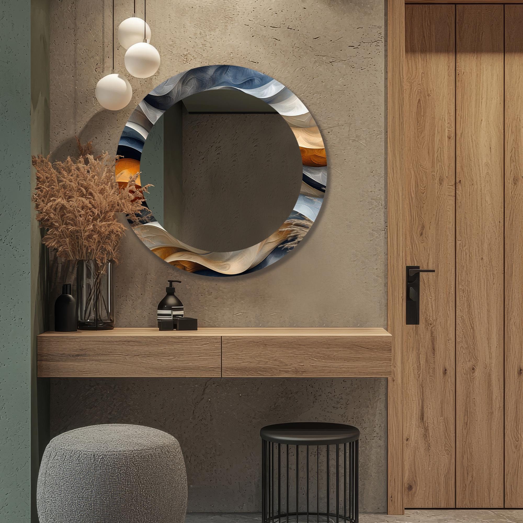 Aesthetic Mirror for Bathroom, Entryway Hallway Mirror, Decorative Vanity Mirror on Tempered Glass, Luxury Home Decor, Living Room Mirror