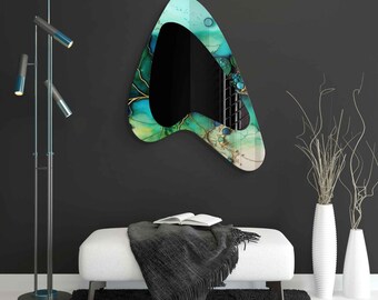 Asymmetrical Mirror, Irregular Mirror, Mirror Wall Decor on Tempered Glass, Entryway Hallway Mirror, Mirror for Bathroom,  Luxury Home Decor