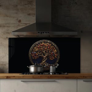 Dosseret en verre trempé, Couvercle d'évier de cuisine, Crédence en carreau, Protection de dosseret, Couvercle arrière de cuisinière, Décoration de cuisine, Planche à découper en verre