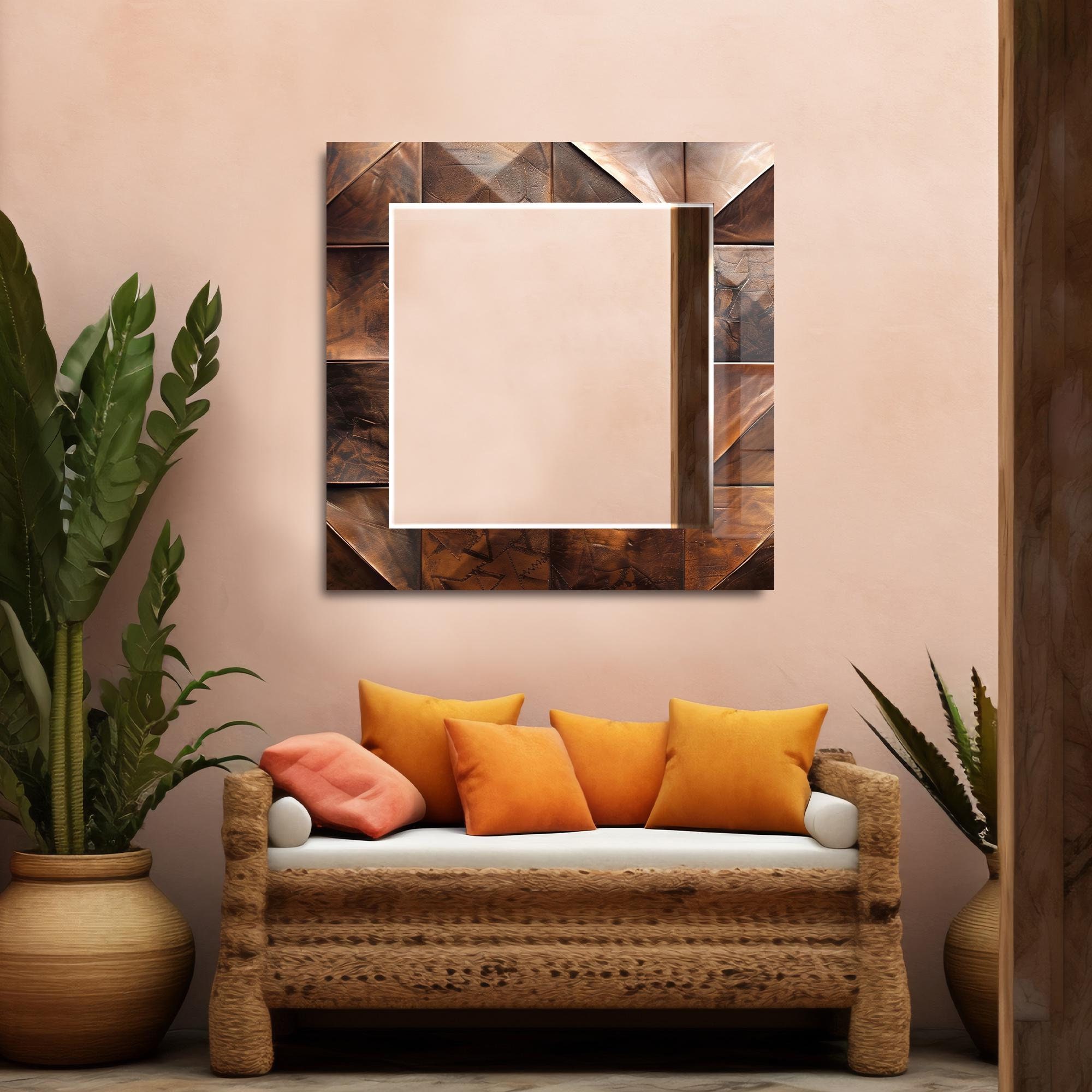 Aesthetic Mirror for Bathroom, Entryway Hallway Mirror, Decorative Vanity Mirror on Tempered Glass, Luxury Home Decor, Living Room Mirror