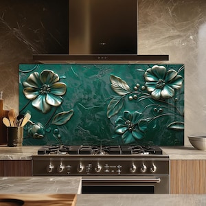 Dosseret en verre trempé, Couvercle d'évier de cuisine, Crédence en carreau, Protection de dosseret, Couvercle arrière de cuisinière, Décoration de cuisine, Planche à découper en verre