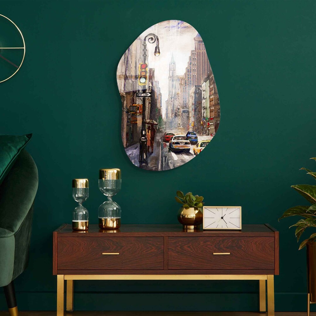 Image showcasing Asymmetrical Tempered Glass Wall Art, Irregular Wall Decor, Aesthetic ...