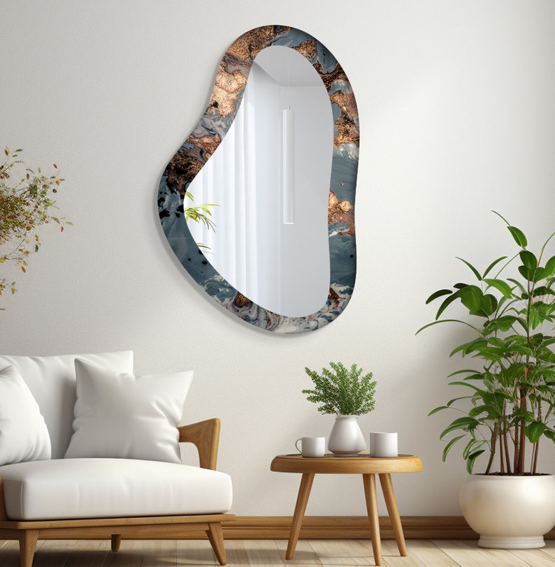 Asymmetrical Mirror, Irregular Mirror, Mirror Wall Decor on Tempered