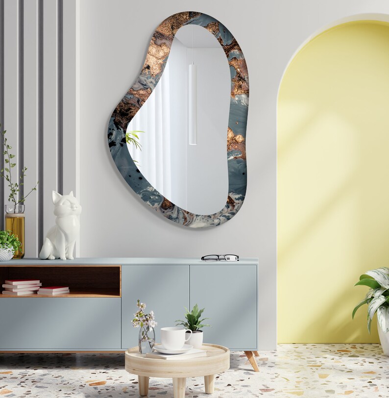 Asymmetrical Mirror, Irregular Mirror, Mirror Wall Decor on Tempered