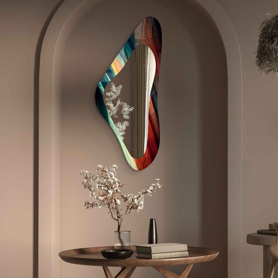 Miroir Mural Asymétrique Et Irrégulier - Design Moderne Pour Salon, Salle De Bains Ou Entrée - Sans Cadre, Verre Haute Définition