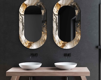 Asymmetrischer Spiegel aus gehärtetem Glas, moderne Wanddekoration, Luxus-Badezimmerspiegel