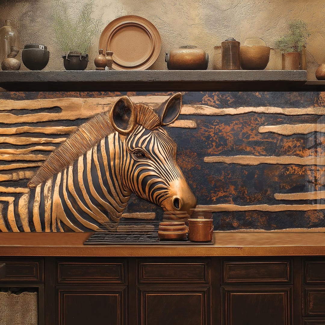 Luxury Animal Kitchen Backsplash, Zebra Glass Splashback Panel ...