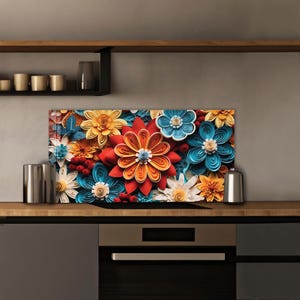 Dosseret en verre trempé, Couvercle d'évier de cuisine, Crédence en carreau, Protection de dosseret, Couvercle arrière de cuisinière, Décoration de cuisine, Planche à découper en verre