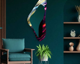 Asymmetrical Mirror, Irregular Mirror, Mirror Wall Decor on Tempered Glass, Entryway Hallway Mirror, Mirror for Bathroom,  Luxury Home Decor