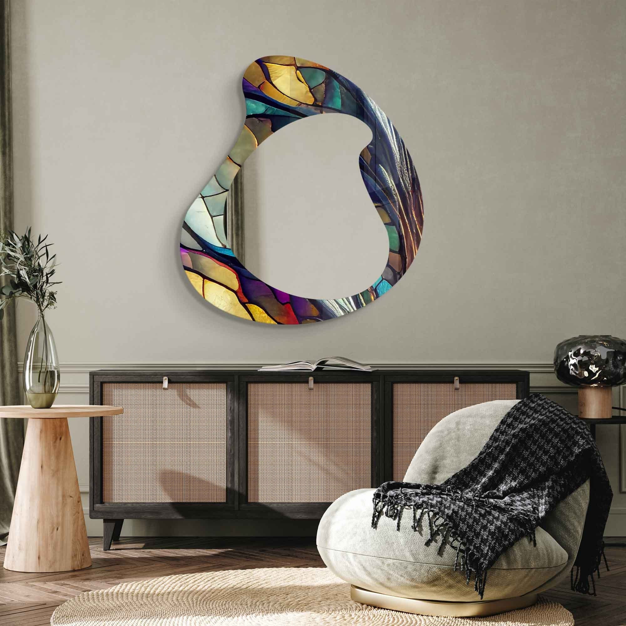 Asymmetrical Mirror, Irregular Mirror, Mirror Wall Decor on Tempered Glass, Entryway Hallway Mirror, Mirror for Bathroom, Luxury Home Decor