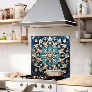 Dosseret en verre trempé, Couvercle d'évier de cuisine, Crédence en carreau, Protection de dosseret, Couvercle arrière de cuisinière, Décoration de cuisine, Planche à découper en verre