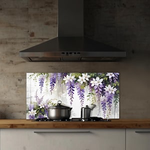 Dosseret en verre trempé, Couvercle d'évier de cuisine, Crédence en carreau, Protection de dosseret, Couvercle arrière de cuisinière, Décoration de cuisine, Planche à découper en verre