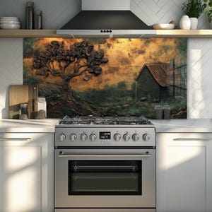 Dosseret en verre trempé, Couvercle d'évier de cuisine, Crédence en carreau, Protection de dosseret, Couvercle arrière de cuisinière, Décoration de cuisine, Planche à découper en verre