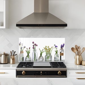 Dosseret en verre trempé, Couvercle d'évier de cuisine, Crédence en carreau, Protection de dosseret, Couvercle arrière de cuisinière, Décoration de cuisine, Planche à découper en verre