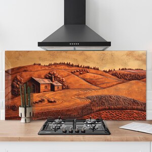 Dosseret en verre trempé, Couvercle d'évier de cuisine, Crédence en carreau, Protection de dosseret, Couvercle arrière de cuisinière, Décoration de cuisine, Planche à découper en verre