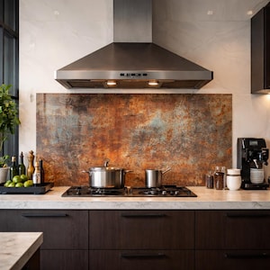 Rust Kitchen Splashback Rust Industrial Kitchen Backsplash, Tempered Glass Stove Backsplash ...